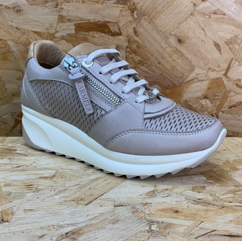Carmela Modische Keilsneaker aus Leder für Damen – Eisgrau