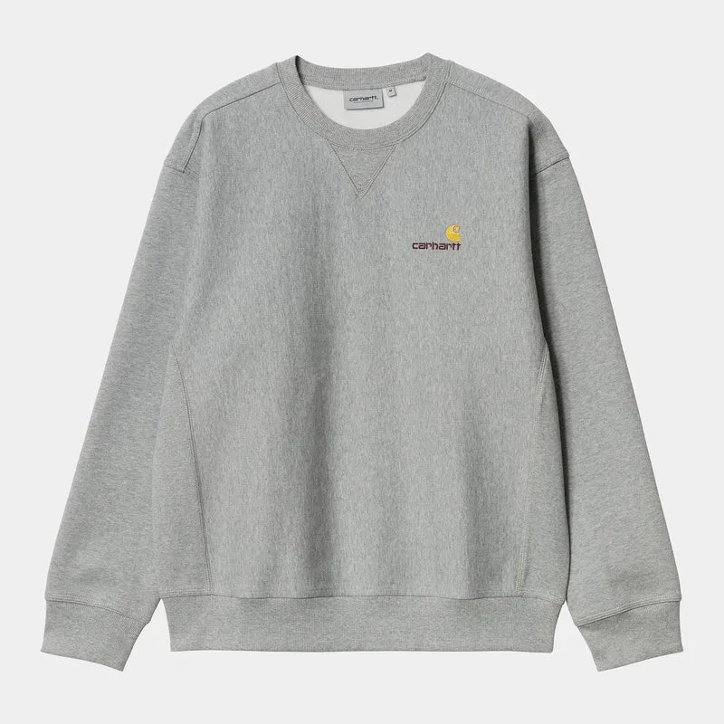 Carhartt WIP Herren American Script Sweat-Top – Grau meliert