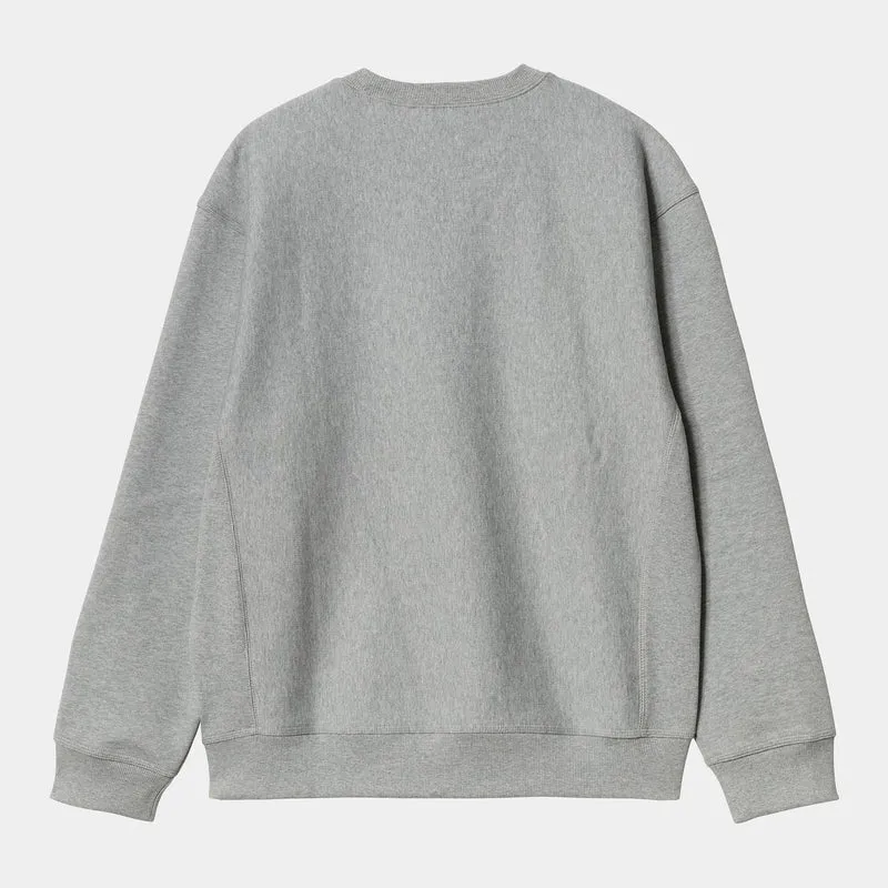 Carhartt WIP Herren American Script Sweat-Top – Grau meliert