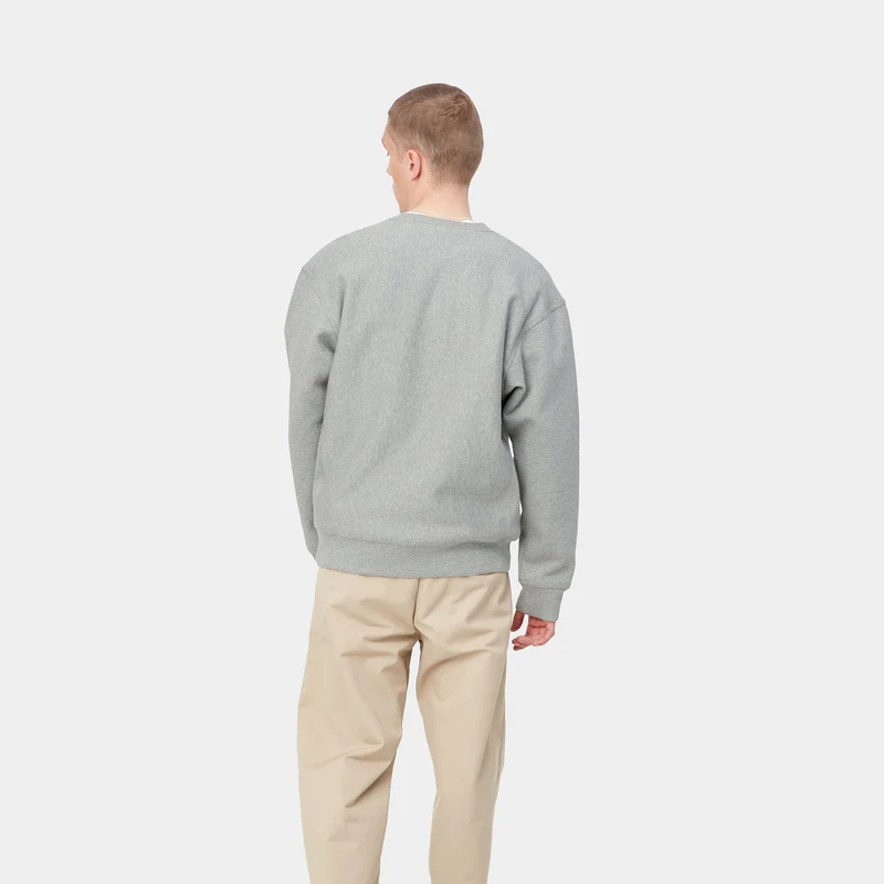 Carhartt WIP Herren American Script Sweat-Top – Grau meliert