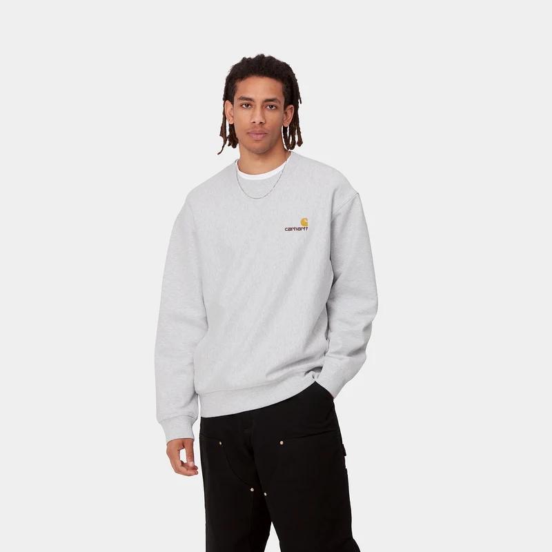 Carhartt WIP Herren American Script Sweat-Top – Ash Heather