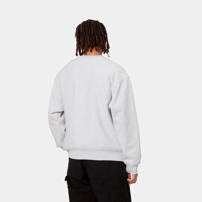 Carhartt WIP Herren American Script Sweat-Top – Ash Heather