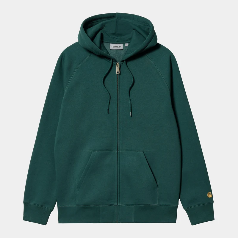 Carhartt WIP Chase-Jacke für Herren mit Kapuze – Botanic / Gold