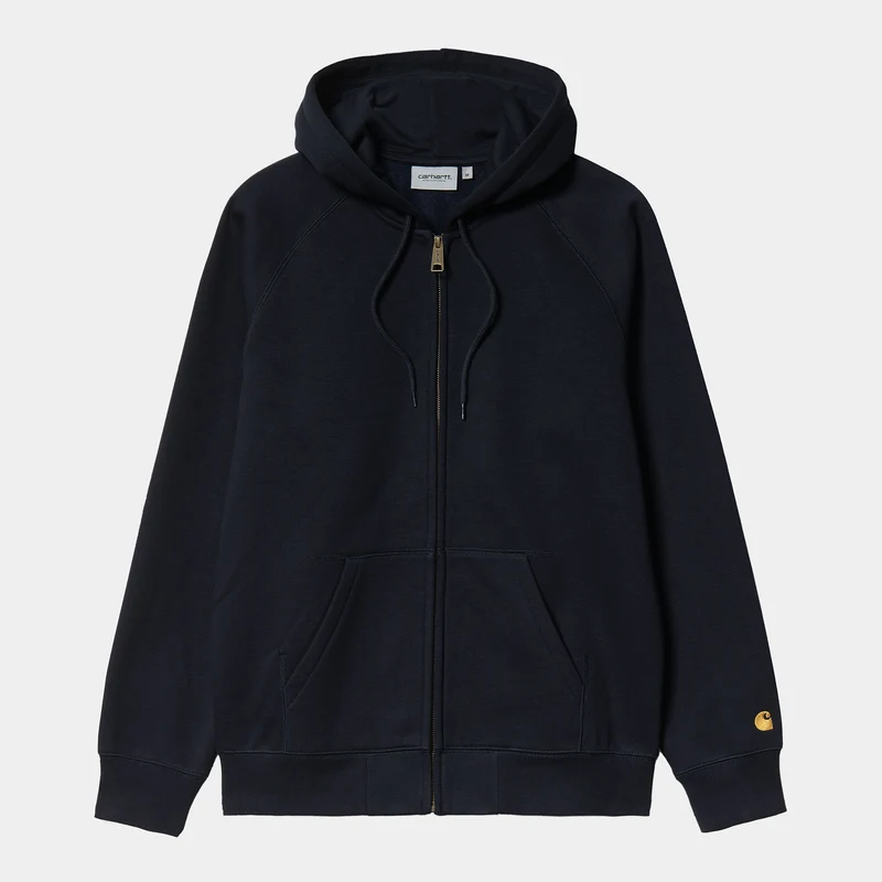 Carhartt WIP Chase-Jacke für Herren mit Kapuze – Dunkelblau/Gold