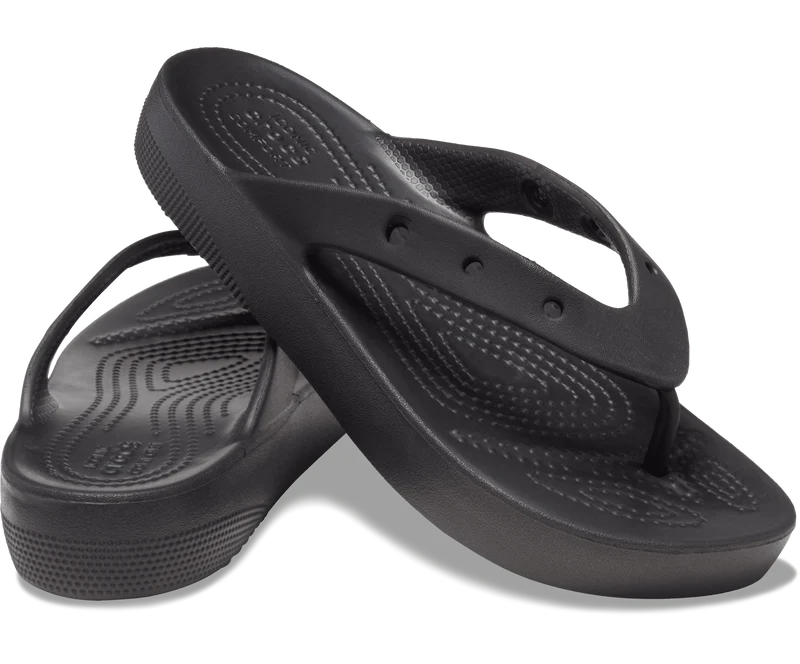 Crocs Klassischer Unisex-Plateau-Flip-Flop – Schwarz