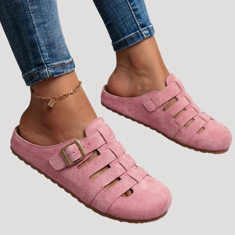 Matilda | Damen Schnallen Clogs mit Cut-Out Details