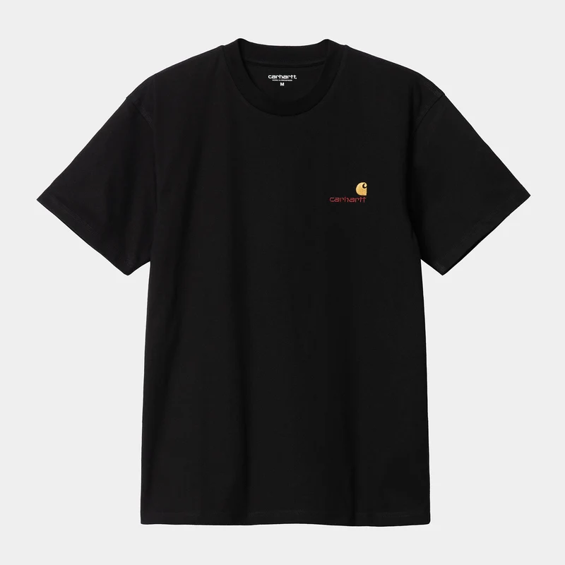 Carhartt WIP Herren Kurzarm American Script T-Shirt - Schwarz