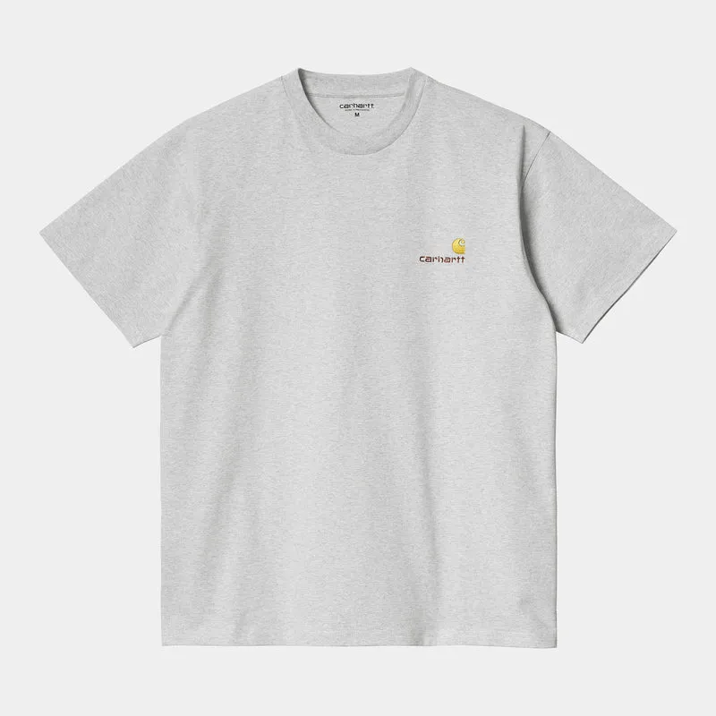 Carhartt WIP Herren Kurzarm American Script T-Shirt - Aschgrau