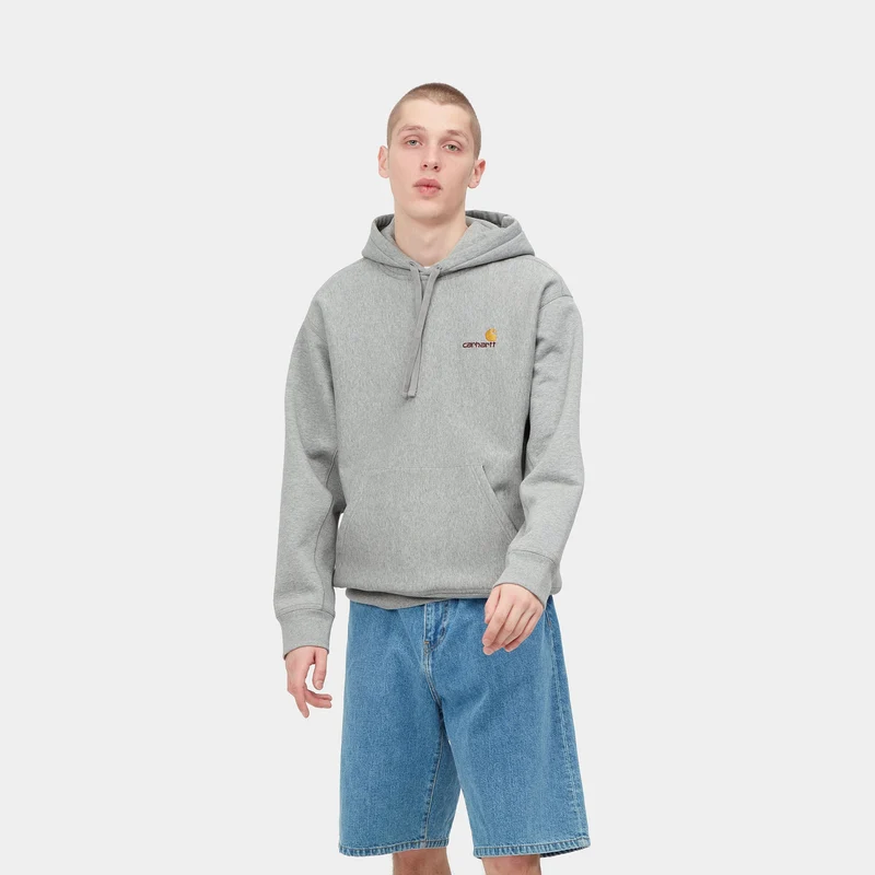 Carhartt WIP Herren American Script Sweatshirt-Hoodie – Grau meliert