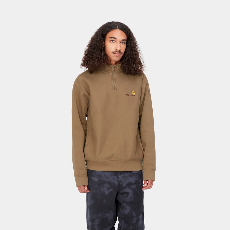 Carhartt WIP Herren Halb-Zip-Reißverschluss American Script Sweatshirt - Buffalo