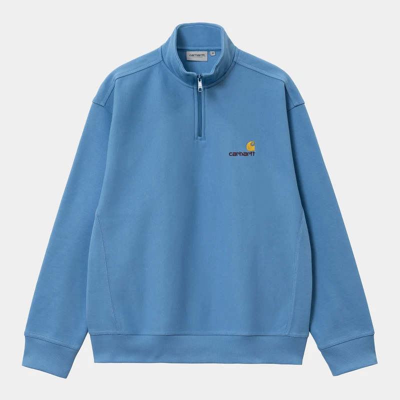 Carhartt WIP Herren Halb-Zip-Reißverschluss American Script Sweatshirt - Fisch