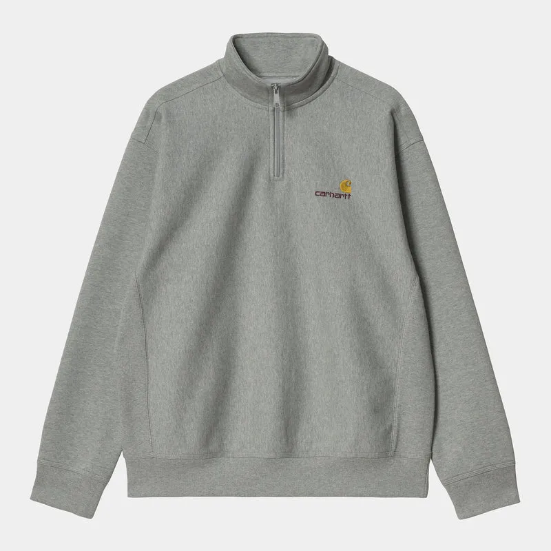 Carhartt WIP Herren Halb-Zip-Reißverschluss American Script Sweat-Top – Grau meliert