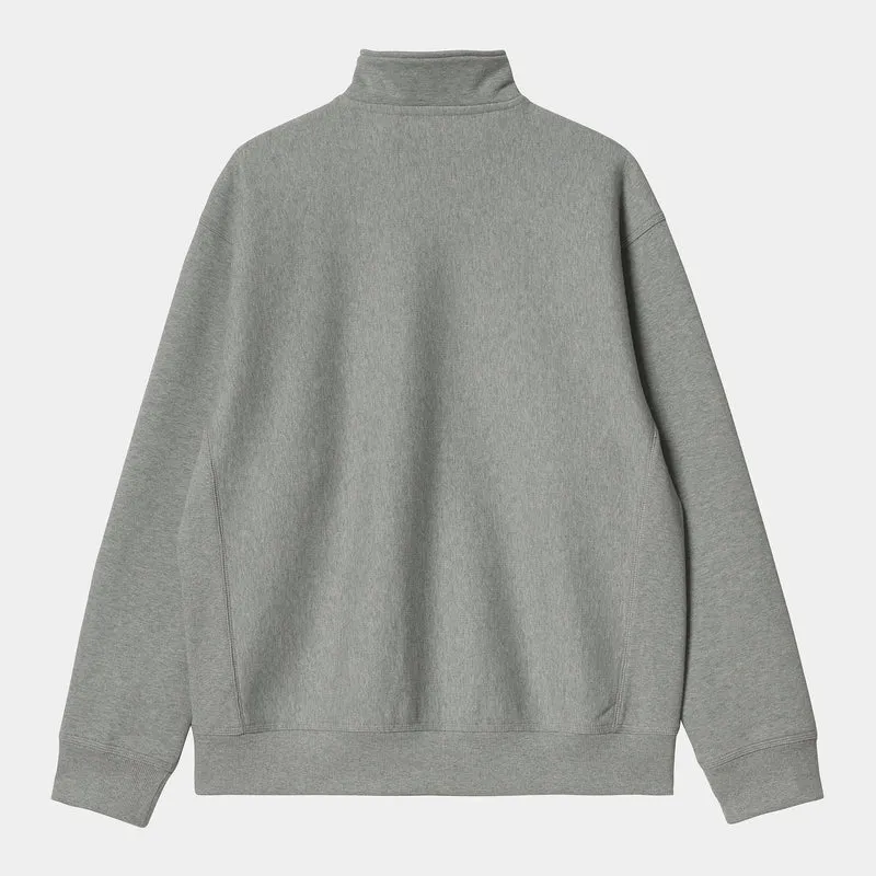 Carhartt WIP Herren Halb-Zip-Reißverschluss American Script Sweat-Top – Grau meliert