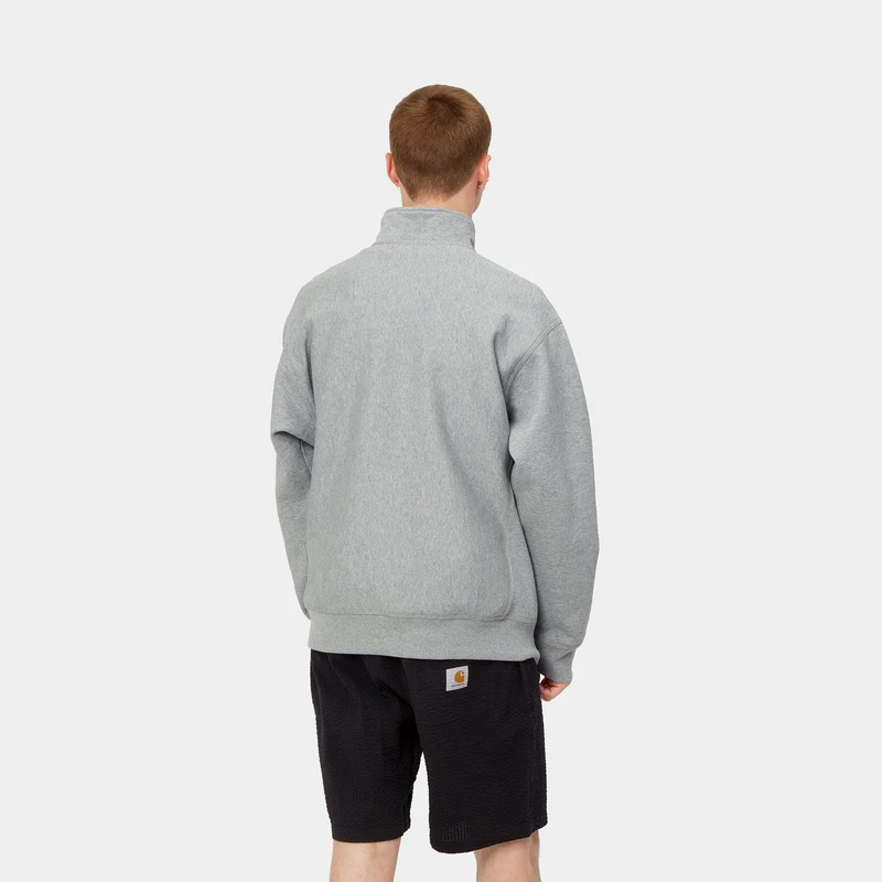 Carhartt WIP Herren Halb-Zip-Reißverschluss American Script Sweat-Top – Grau meliert