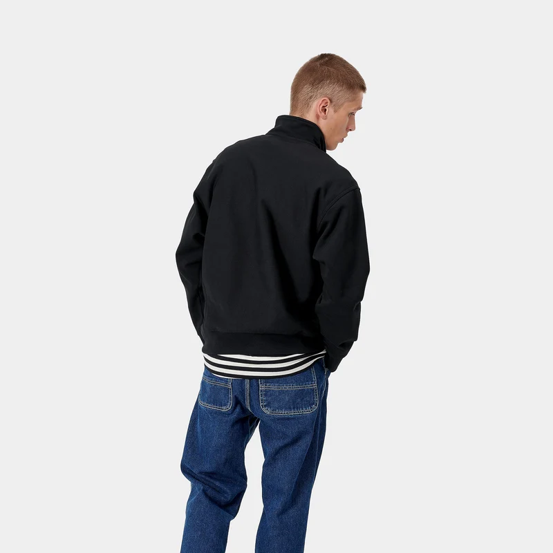 Carhartt WIP Herren Halb-Zip-Reißverschluss American Script Sweat-Top – Schwarz