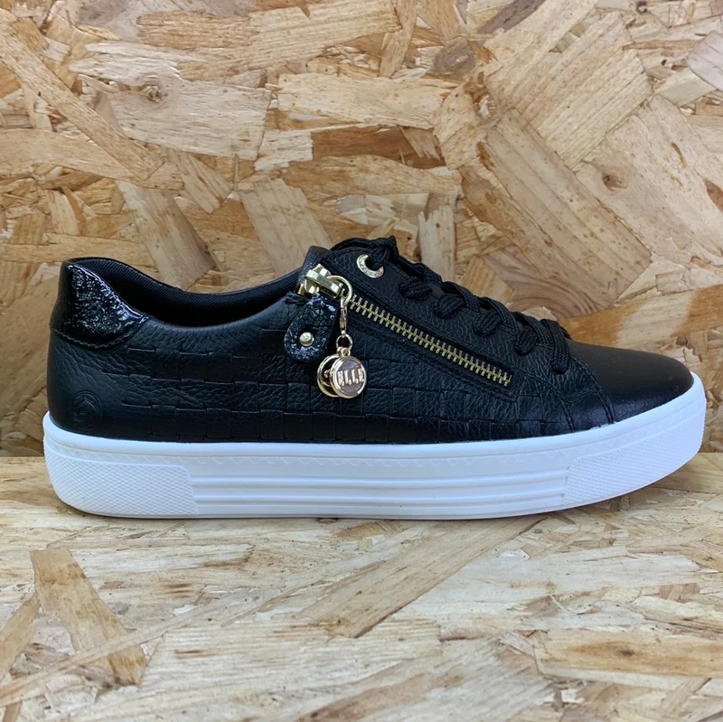 Remonte Damen-Sneaker „Elle“ aus Leder – Schwarz