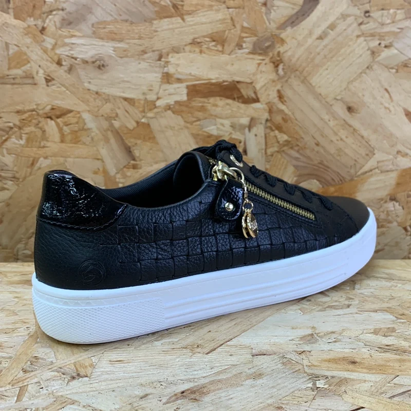 Remonte Damen-Sneaker „Elle“ aus Leder – Schwarz