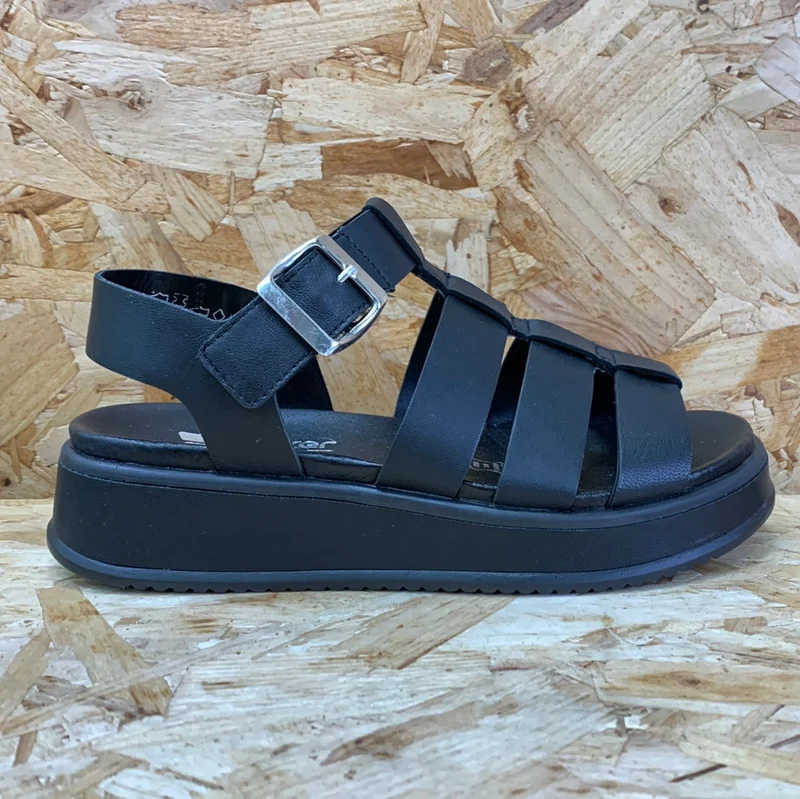 Rieker Modische Sandale Revolution aus Leder für Damen – Schwarz