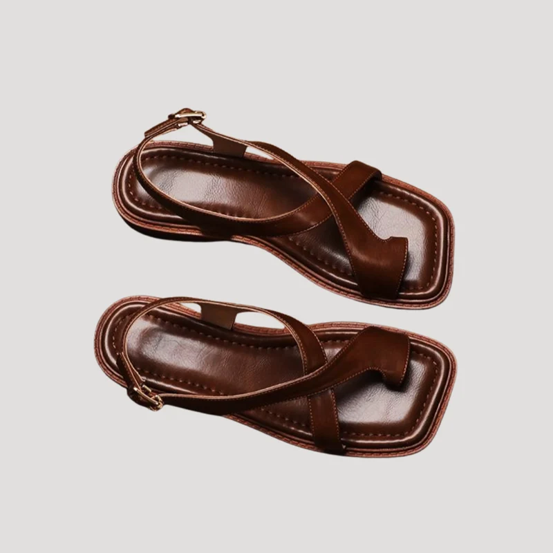 Saskia | Damen Quadratzehenform Blockabsatz Sandale