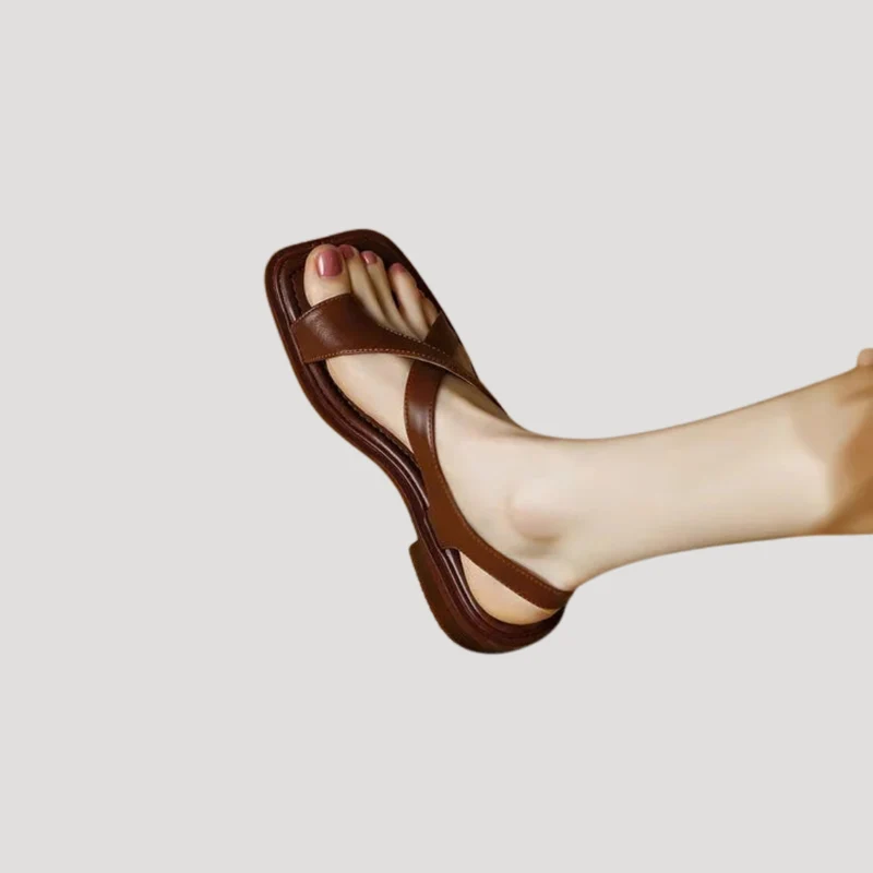 Saskia | Damen Quadratzehenform Blockabsatz Sandale