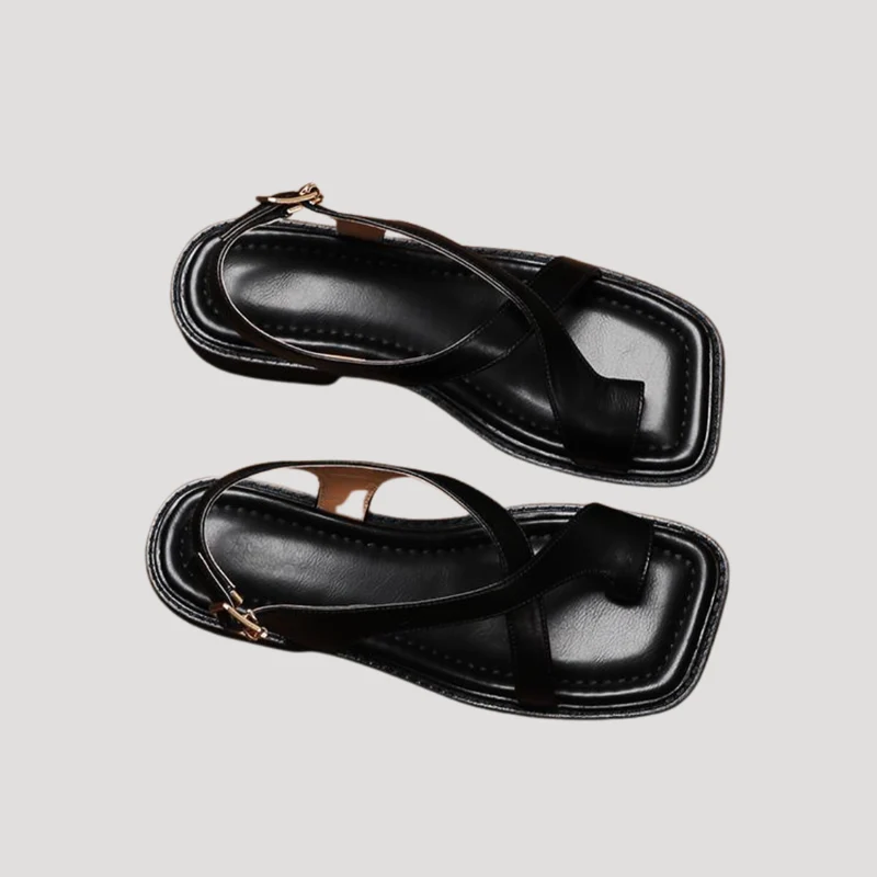 Saskia | Damen Quadratzehenform Blockabsatz Sandale