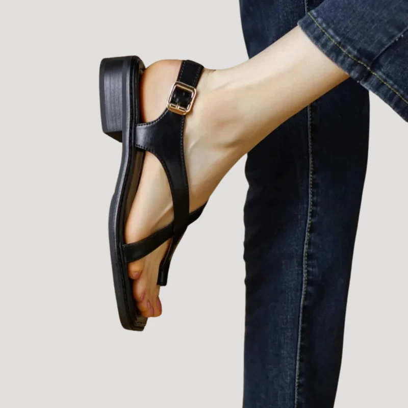 Saskia | Damen Quadratzehenform Blockabsatz Sandale