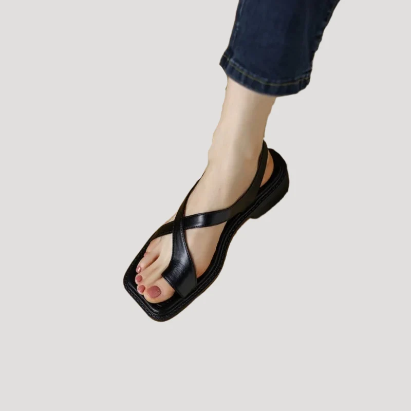 Saskia | Damen Quadratzehenform Blockabsatz Sandale
