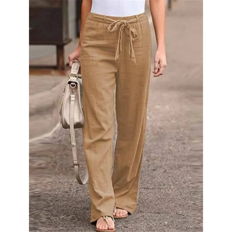 Amelie | Damen Weite Palazzo Hose mit Bindegürtel