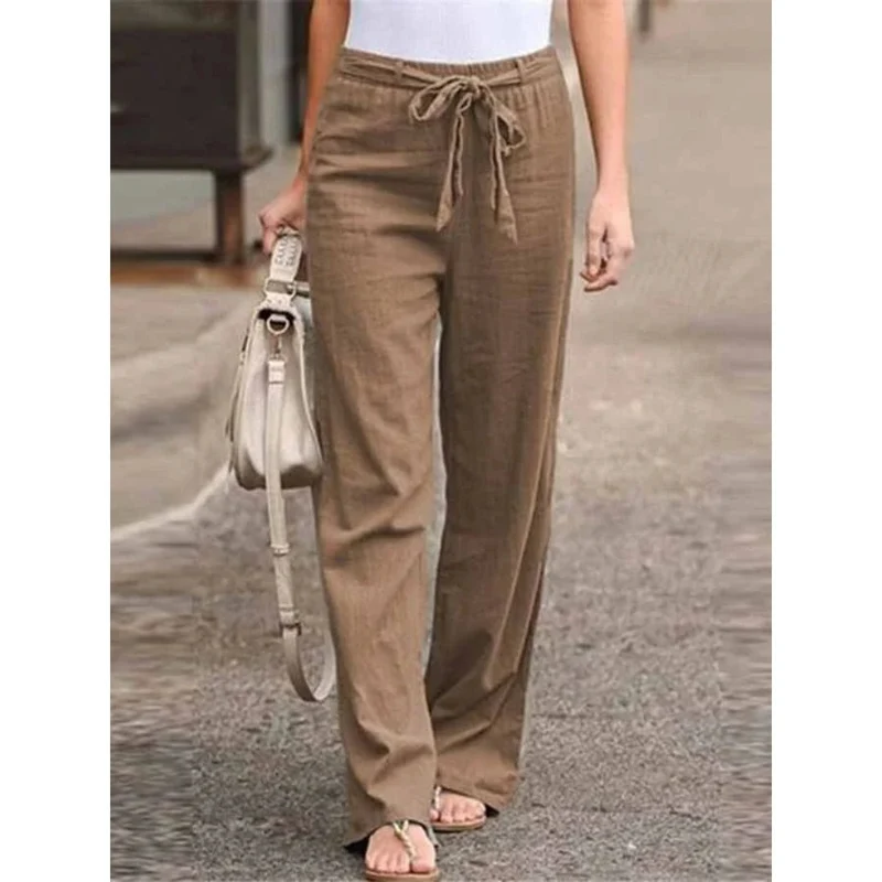 Amelie | Damen Weite Palazzo Hose mit Bindegürtel