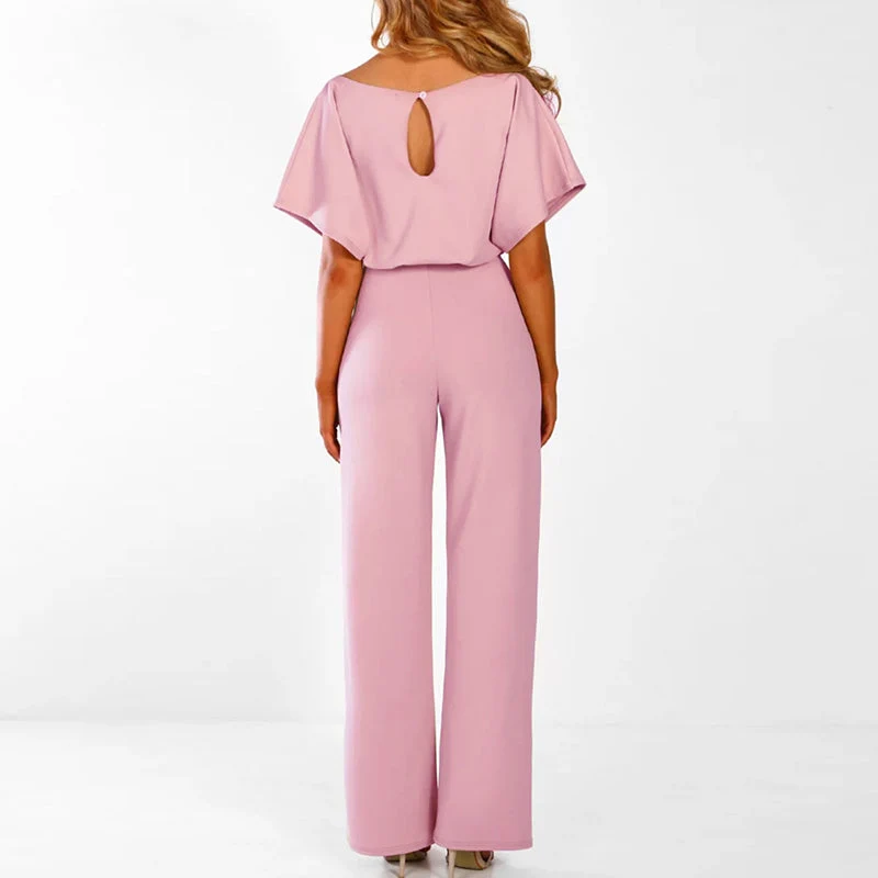 Rosalinde | Damen Jumpsuit Mit Weiten Beinen Und Gürtel
