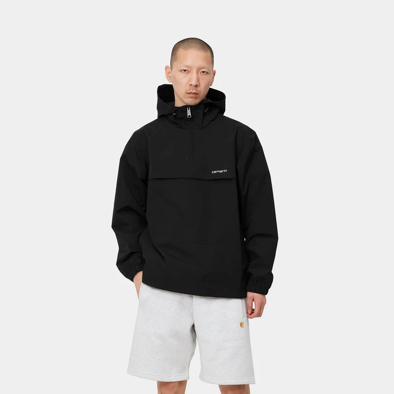 Carhartt WIP Herren-Windbreaker-Pulloverjacke – Schwarz / Weiß