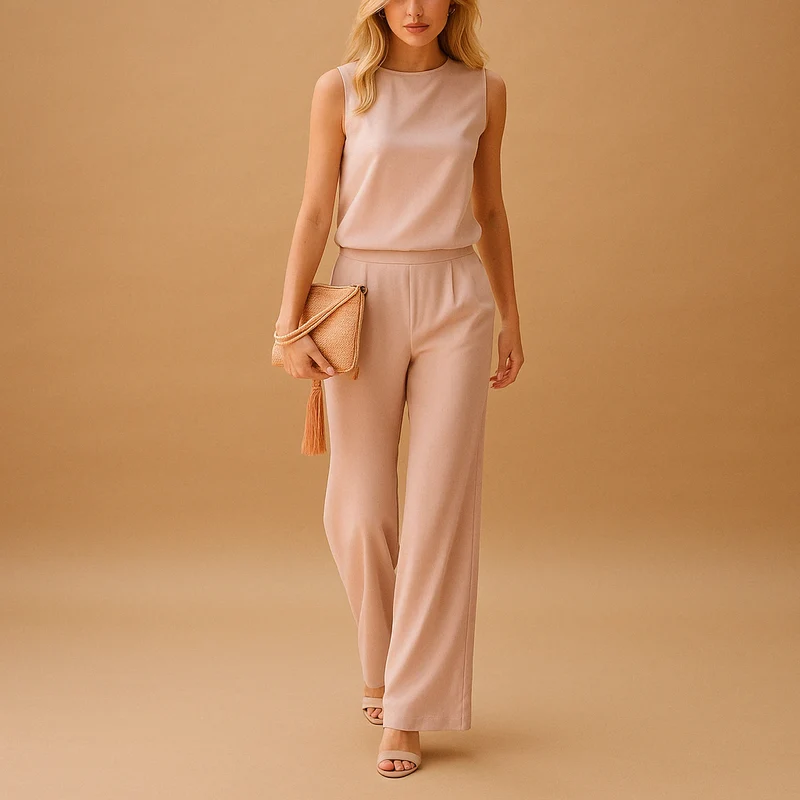 Thekla | Damen Ärmelloser Weites Bein Jumpsuit