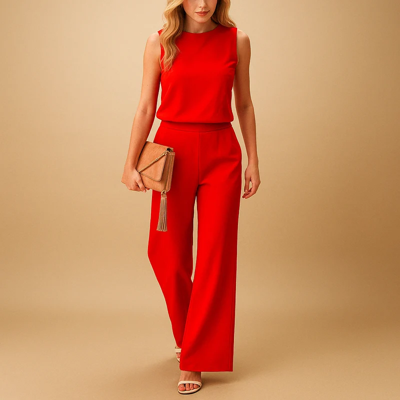 Thekla | Damen Ärmelloser Weites Bein Jumpsuit