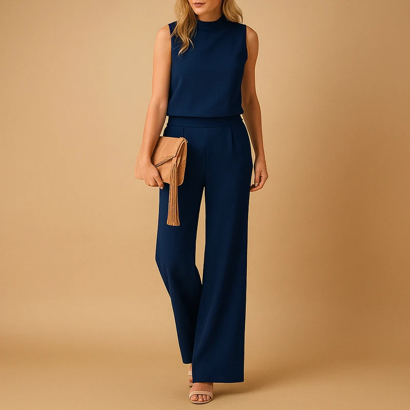 Thekla | Damen Ärmelloser Weites Bein Jumpsuit