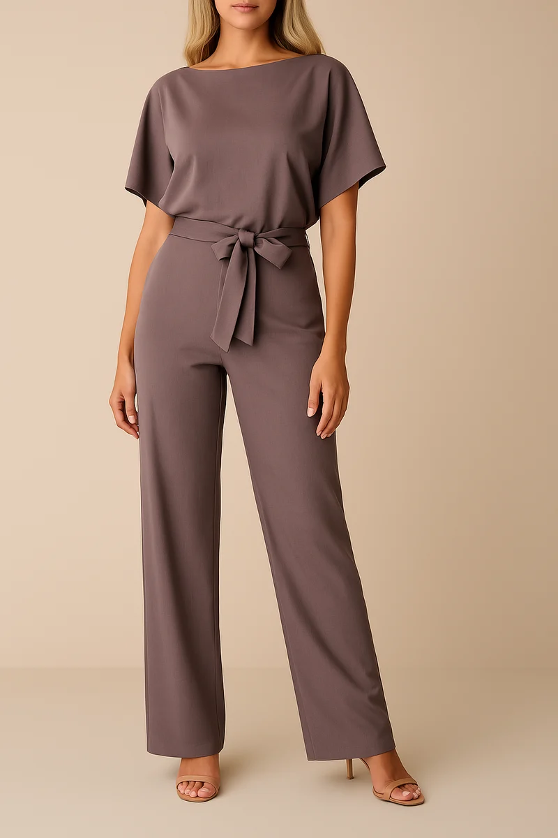 Frieda | Damen Kurzarm Jumpsuit Weites Bein