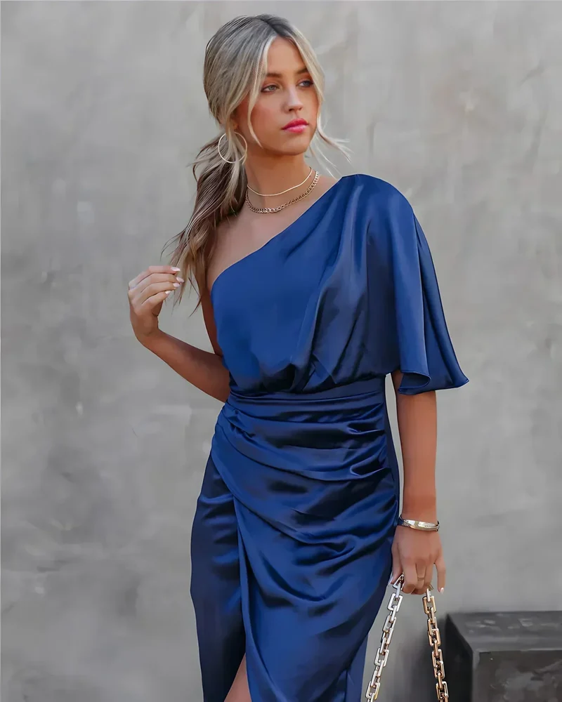 Marianne | Damen One Shoulder Midi Kleid