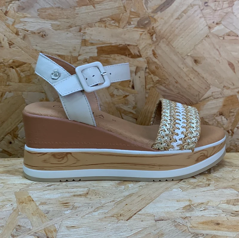 Carmela Keilsandalette aus Leder für Damen – Beige