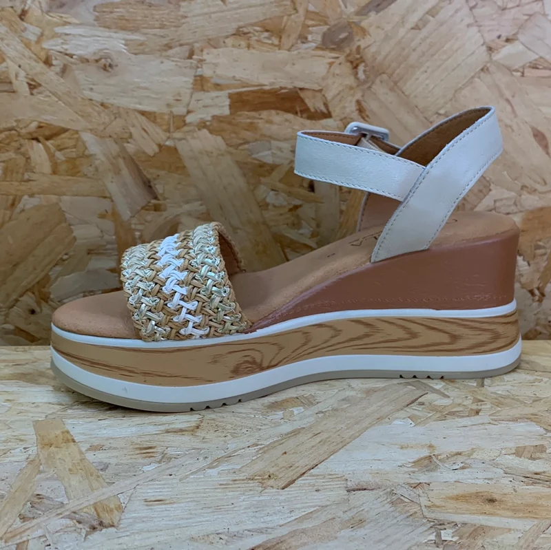 Carmela Keilsandalette aus Leder für Damen – Beige
