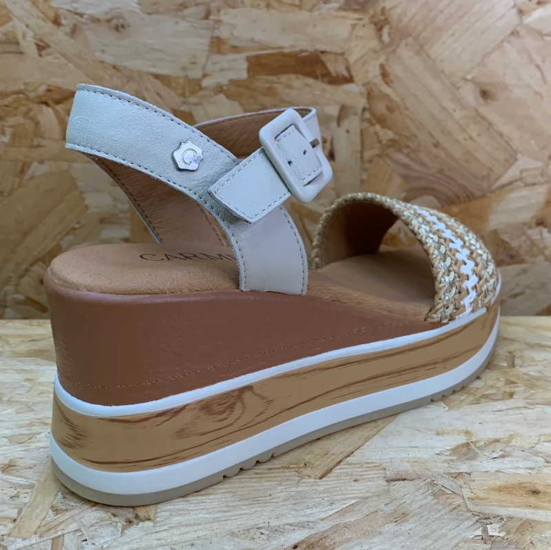 Carmela Keilsandalette aus Leder für Damen – Beige