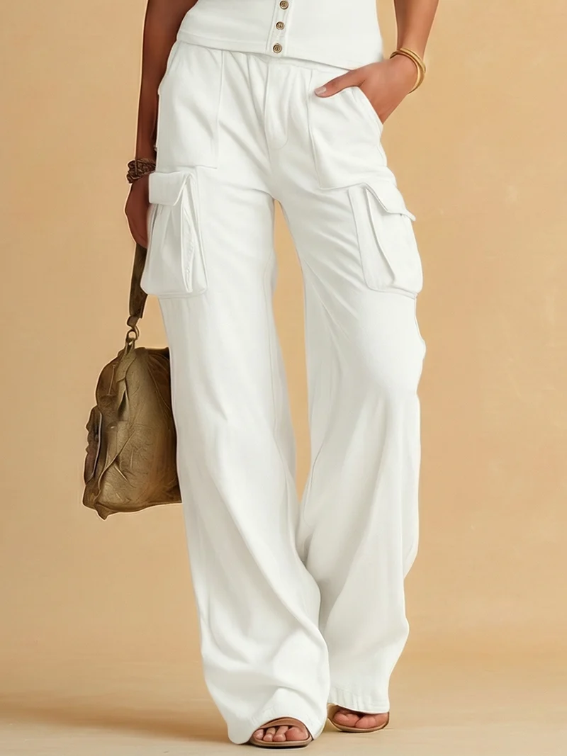 Evangelia | Damen V-Ausschnitt Ärmellos Top Cargohose Set