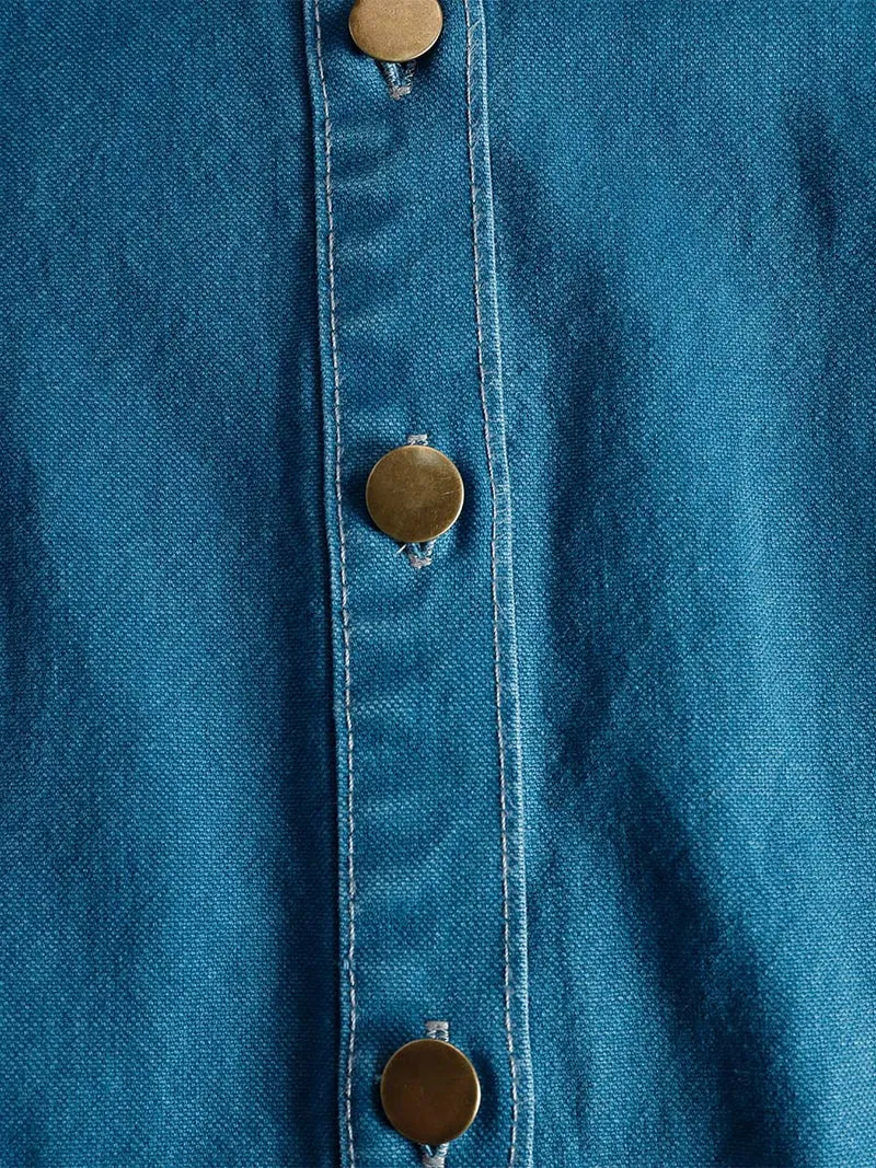 Klementine | Damen Durchgeknöpftes Jeanskleid Maxikleid