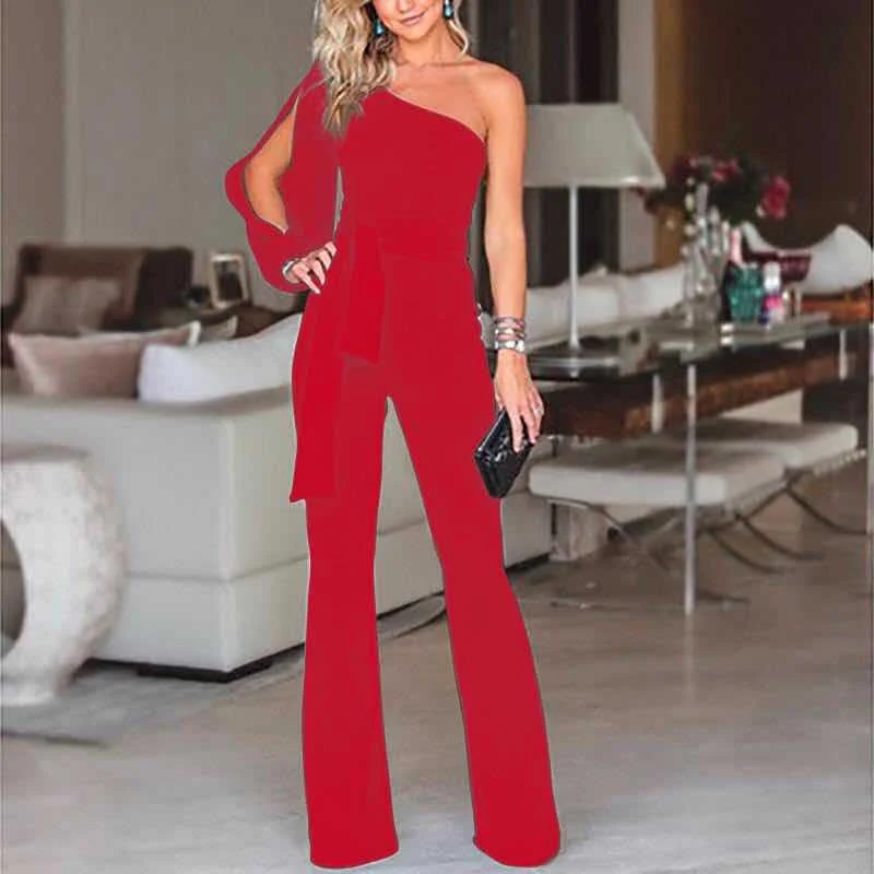 Friederike | Damen One Shoulder Gürtel Jumpsuit