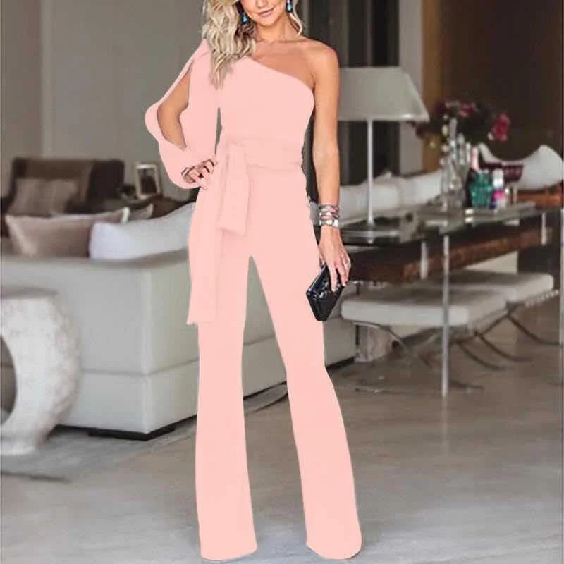 Friederike | Damen One Shoulder Gürtel Jumpsuit