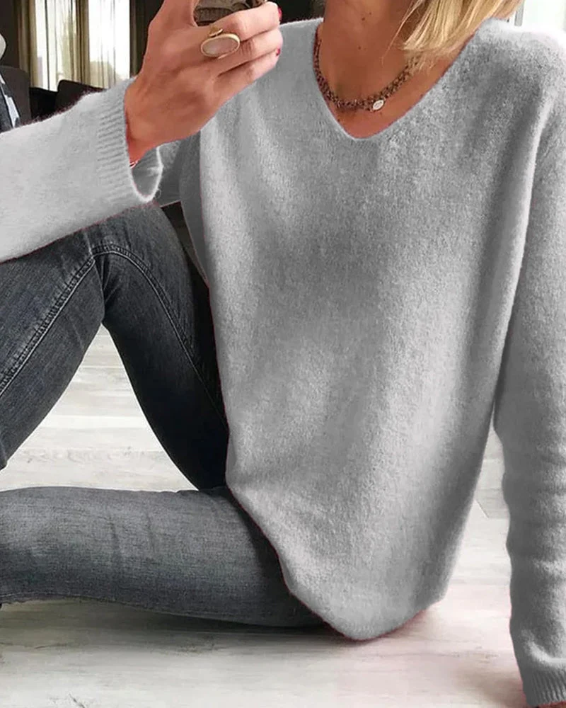 Astrid | Damen V-Ausschnitt Pullover Langarm