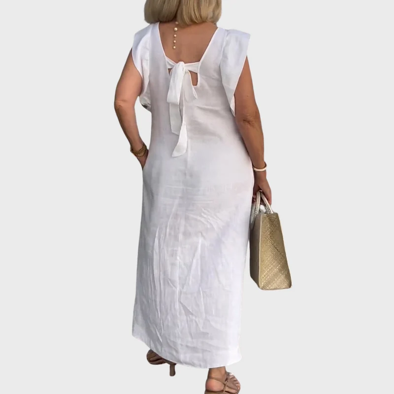 Adelina | Damen Ärmellos V-Ausschnitt Maxi Kleid