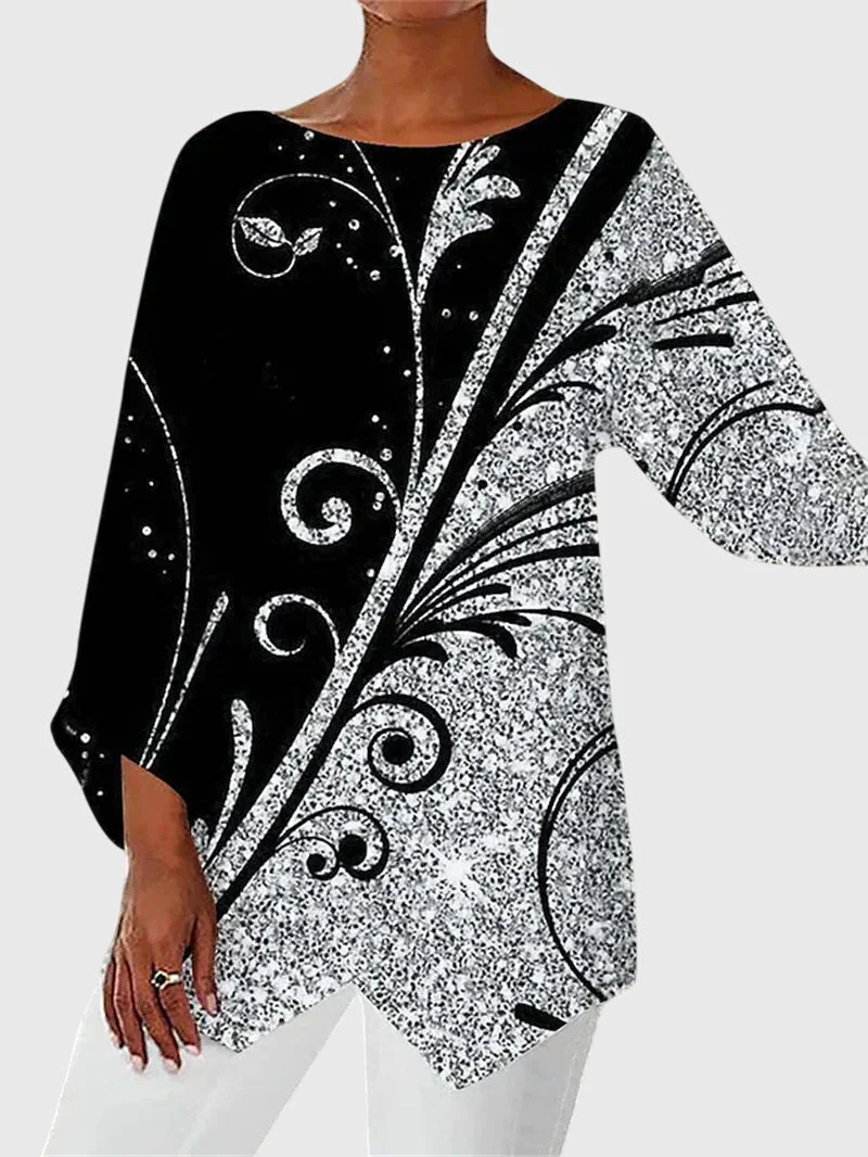 Saskia | Damen Schmetterling Print Tunika mit Glitzer