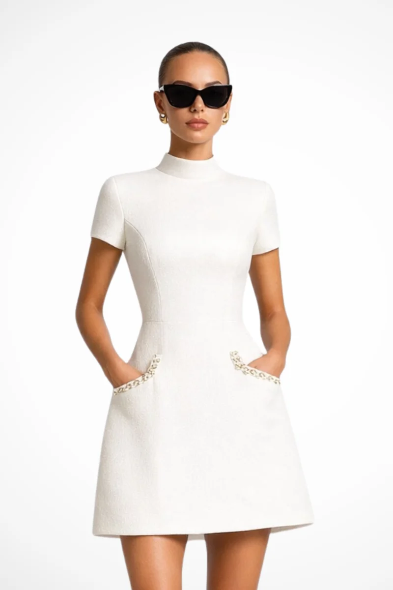 Thea | Damen Perlenbesatz Minikleid