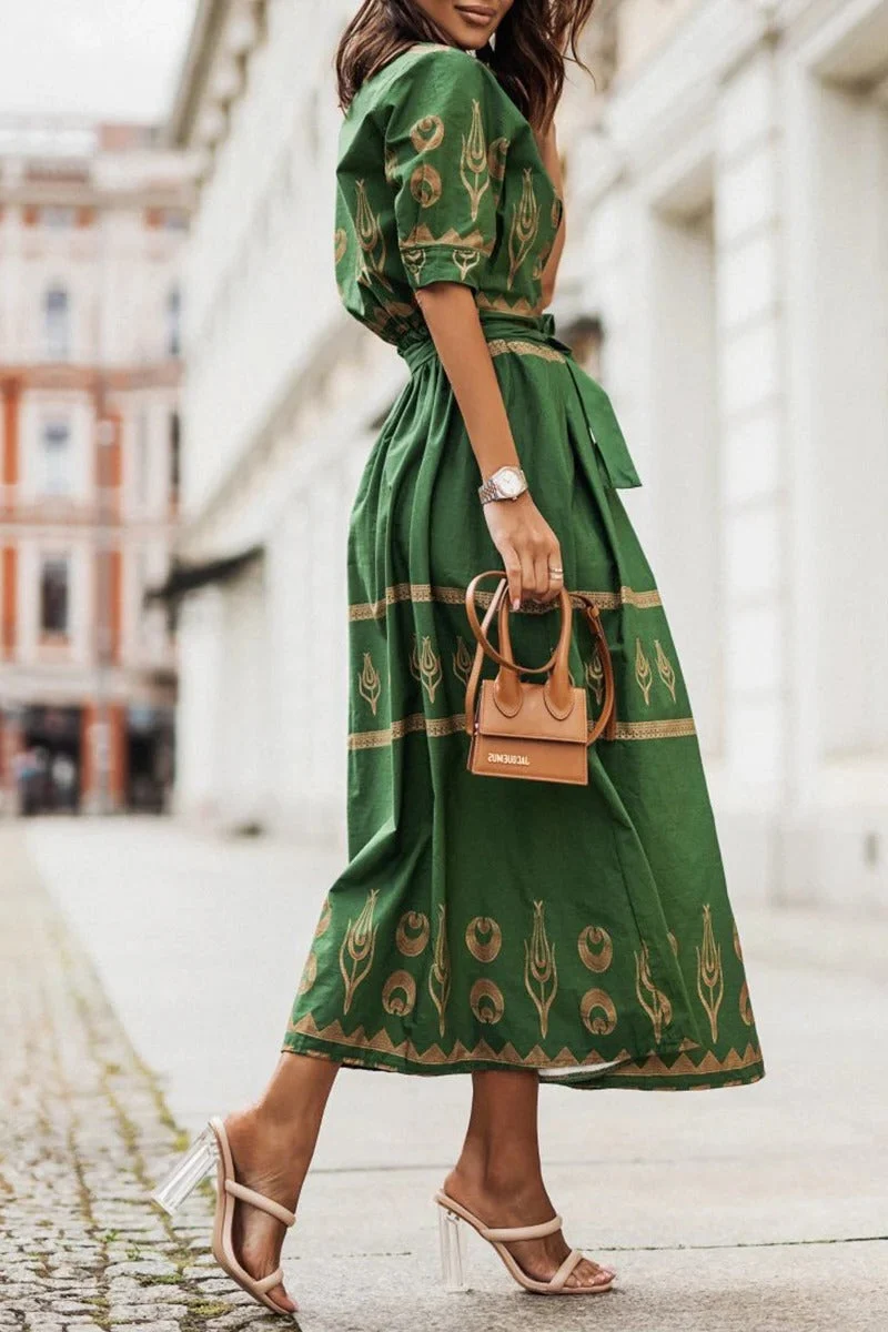 Kassandra | Damen Boho Ethno Midikleid Langarm