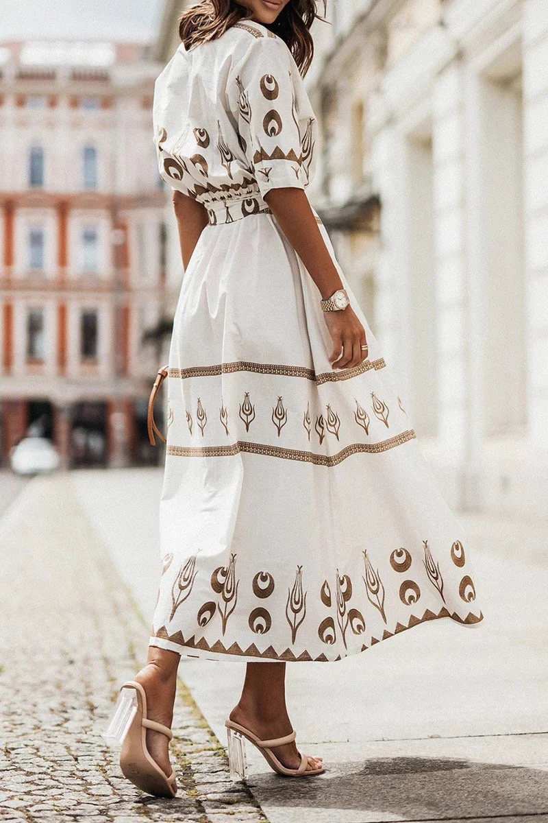 Kassandra | Damen Boho Ethno Midikleid Langarm