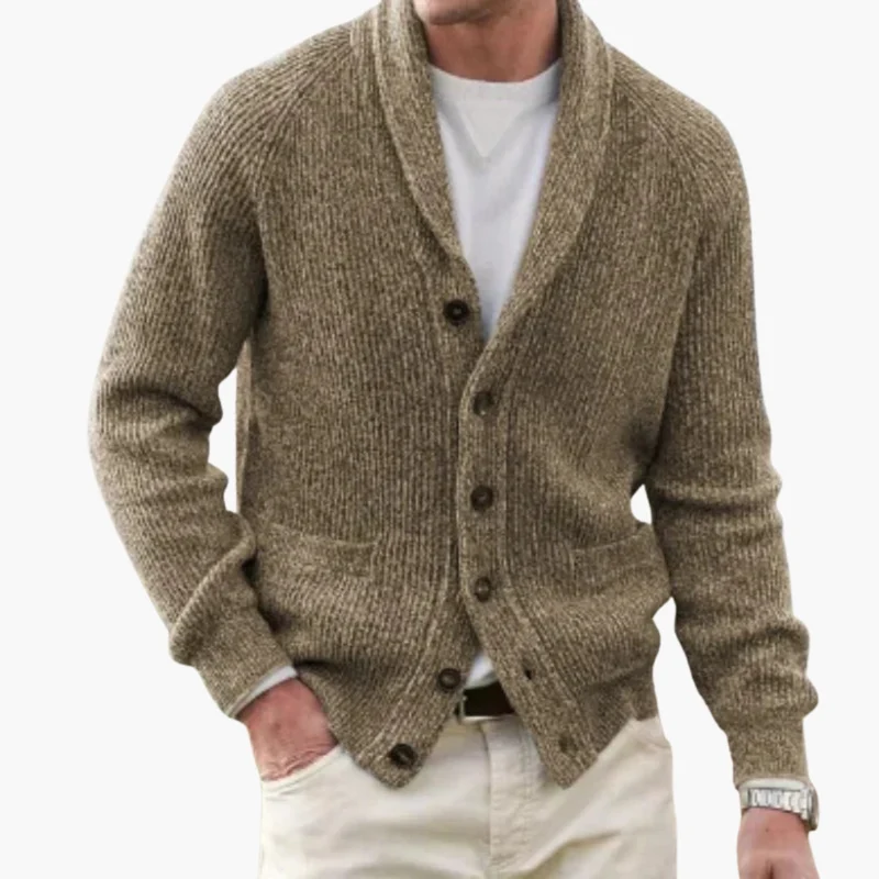 Matteo | Herren Schalkragen Strickjacke mit Knöpfen
